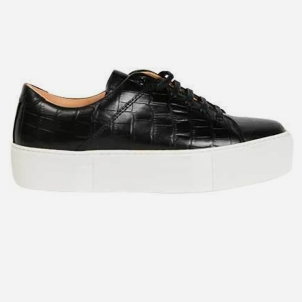 SISTER X SOEUR Libby Black Croc Lace Up Leather Women’s Sneakers Size 10